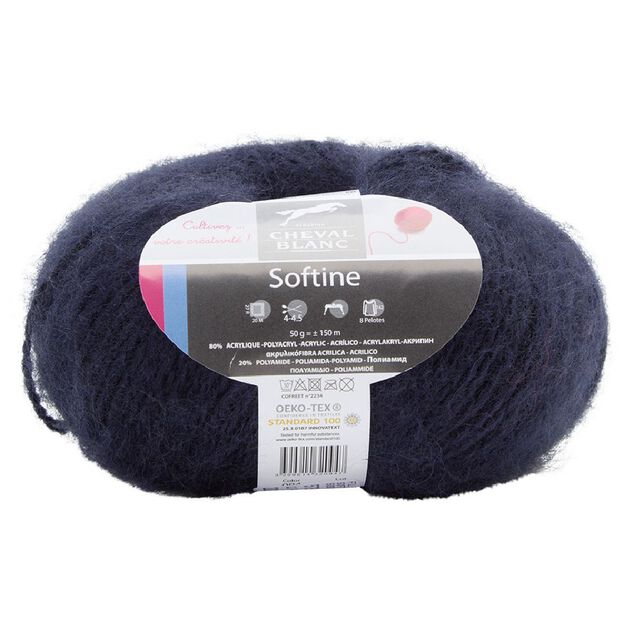 Fil &agrave; tricoter Softine bleu marine 50 g