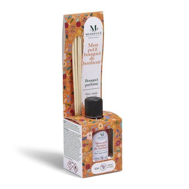 Diffuseur &agrave; b&acirc;tons Mess&eacute;gu&eacute; bouquet parfum&eacute; musc sauge verveine 50ml