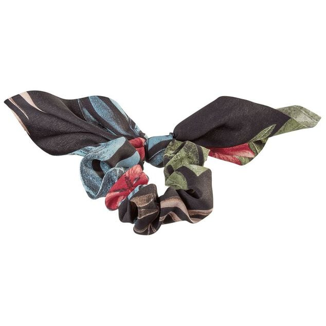 Chouchou effet foulard imprim&eacute; tropical