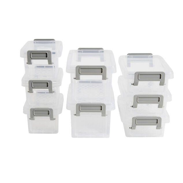 Lot de 8 bo&icirc;tes de rangement 3 tailles plastique transparent - 2 mod&egrave;les