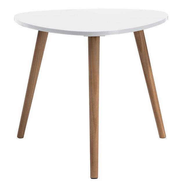 Bout de canap&eacute; table basse Joseph blanc pieds pin &Oslash;48xH42 cm