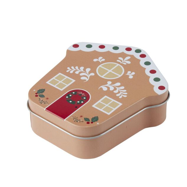 Bo&icirc;te cadeau m&eacute;tal forme maison motif No&euml;l 9xH11cm (3 mod&egrave;les)