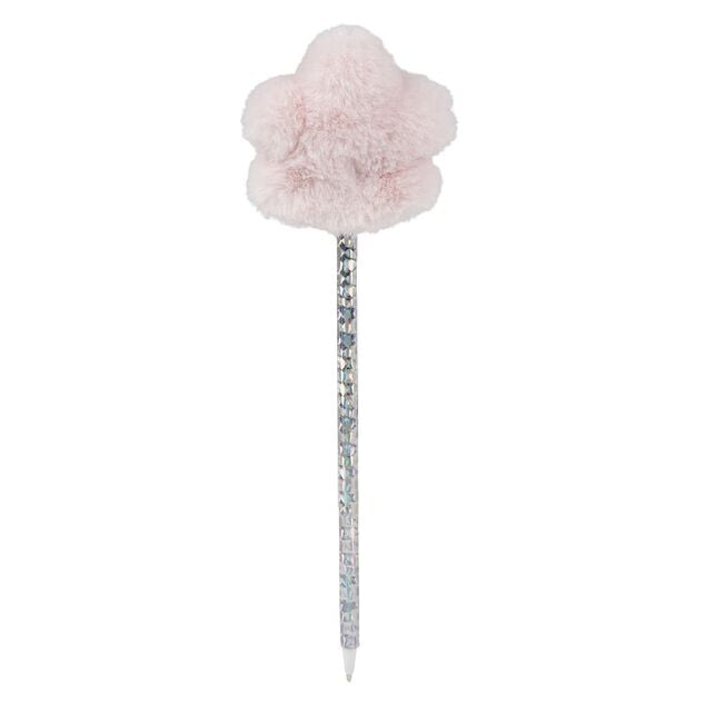 Stylo fourrure étoile rose L23cm