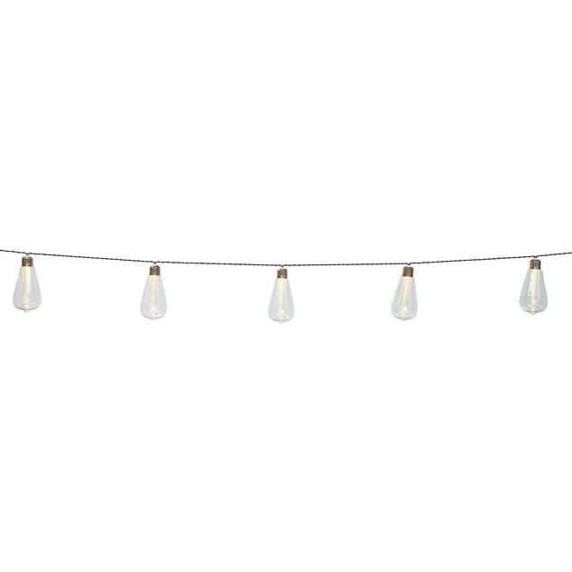 Guirlande solaire guinguette forme ampoule 10 LED blanc chaud 3,7 m