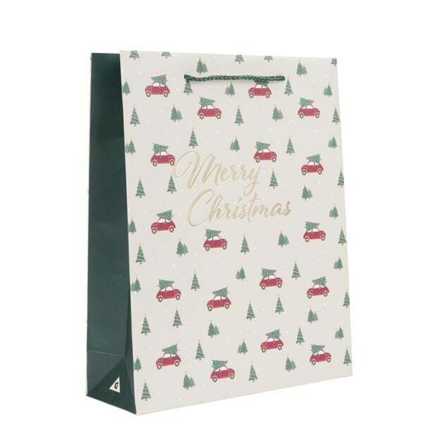 Sac cadeau No&euml;l fantasia motif traditionnel 26x9xH32cm (2 mod&egrave;les)