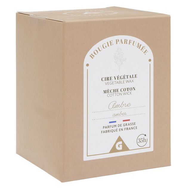 Bougie marron dans verre senteur ambre patchouli Ø7xH8cm