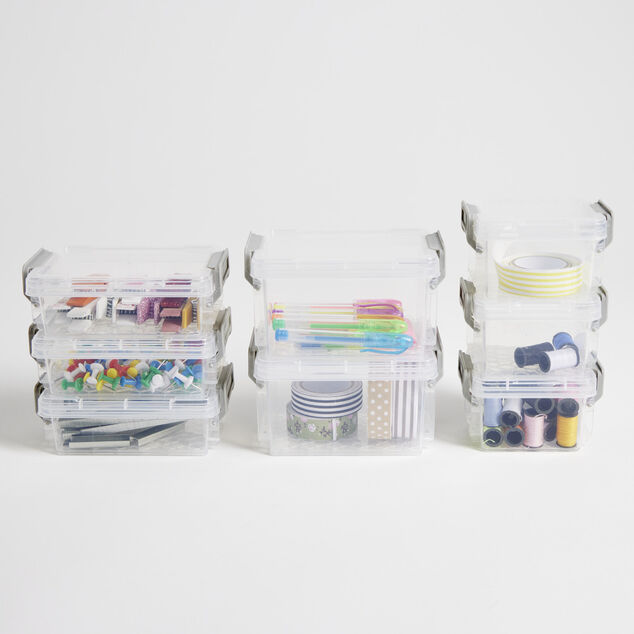 Lot de 8 bo&icirc;tes de rangement 3 tailles plastique transparent - 2 mod&egrave;les