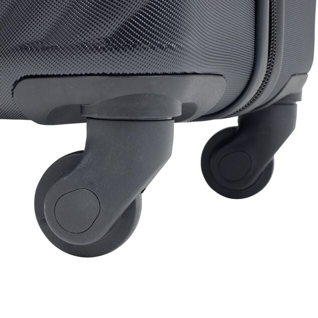 Valise trolley 48L rigide 4 roues plastique noir 42x25xH62,3cm