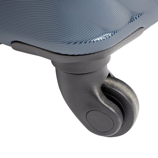 Valise trolley 48L rigide 4 roues plastique bleu 42x25xH62,3cm