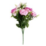 Bouquet fleurs artificielles pivoine/rose/renoncule 13 tiges H56cm