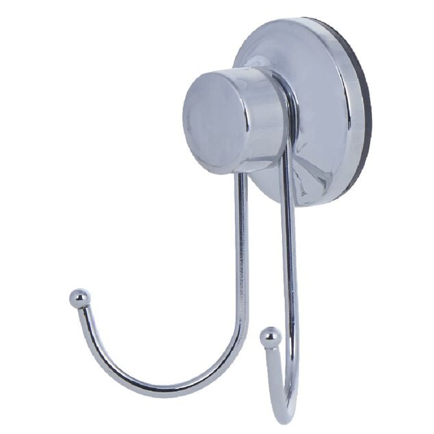 Crochet double &agrave; ventouse inox gris