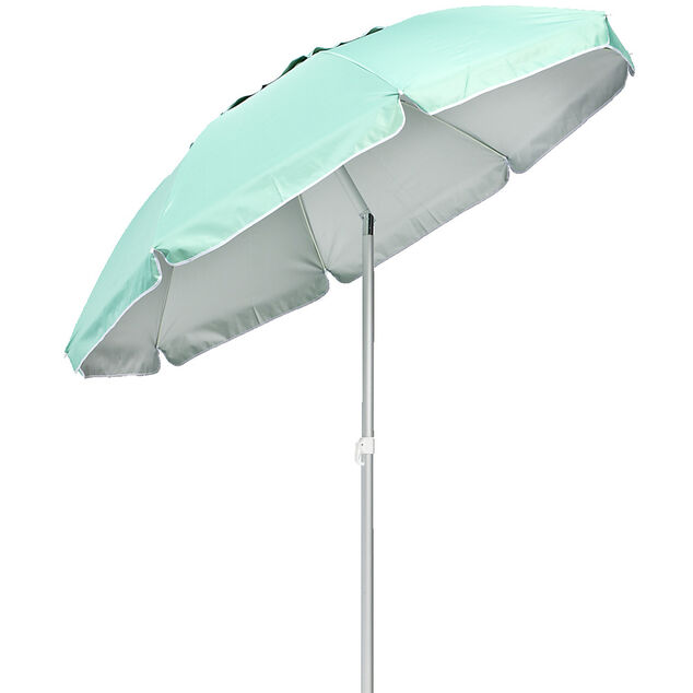 Parasol de plage bleu &eacute;meraude UV UPF50+ &Oslash;180xH195cm