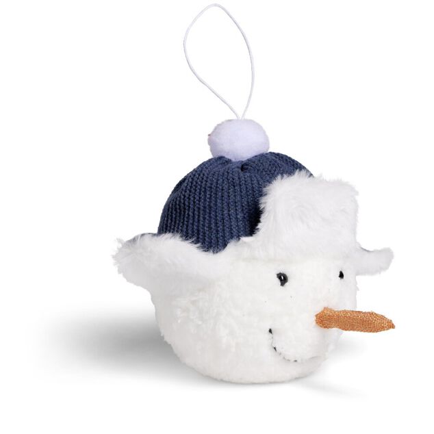 Boule de Noël bonhomme de neige fourrure blanc Ø12cm