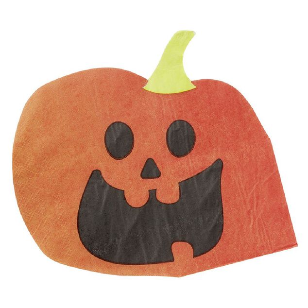 Serviette de table Halloween citrouille orange et noir x12