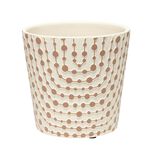 Pot terre cuite beige motifs courbes avec points marron &Oslash;13,5xH13,5cm