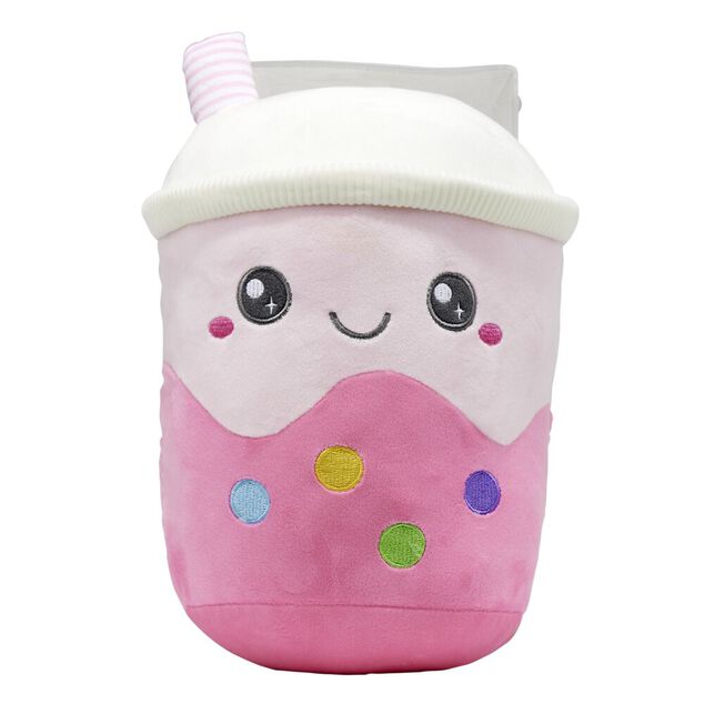 Peluche kawaii bubble tea rose H29cm
