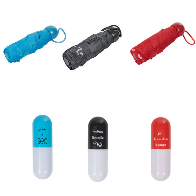 Parapluie r&eacute;tractable avec &eacute;tui capsule