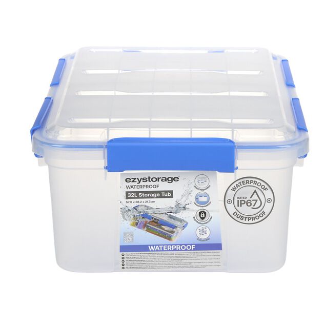 Bo&icirc;te de rangement 32L herm&eacute;tique &eacute;tanche transparente