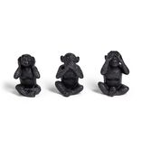 Lot de 3 statues singe plastique noir L8,5x7,5xH11,5cm