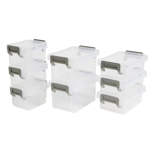 Lot de 8 bo&icirc;tes de rangement 3 tailles plastique transparent - 2 mod&egrave;les