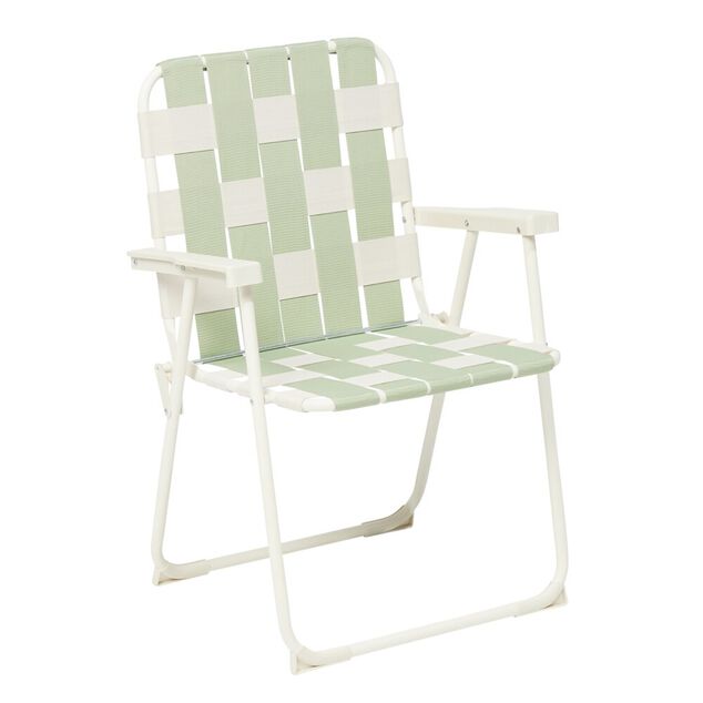 Chaise camping pliable motif quadrillage vert L58xP58xH80