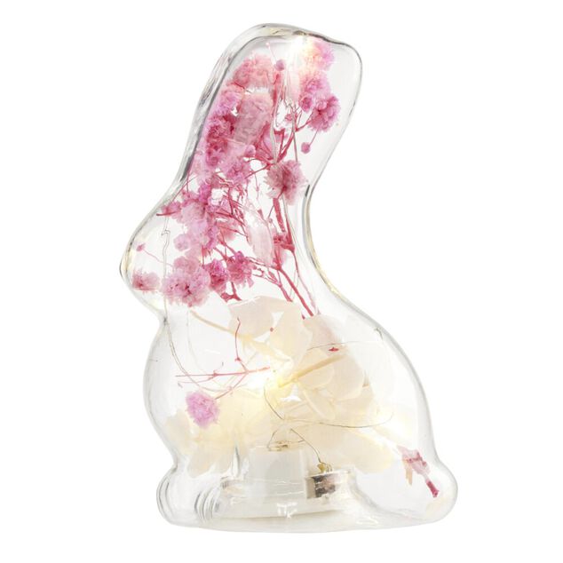 Lampe LED forme lapin en verre H12cm (2 mod&egrave;les)