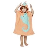 Poncho de bain enfant Funky motif hippocampe bleu et orange 50xH80cm