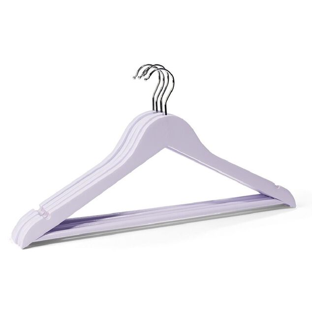 Lot de 5 cintres en bois et m&eacute;tal 44,5x23cm - 4 coloris