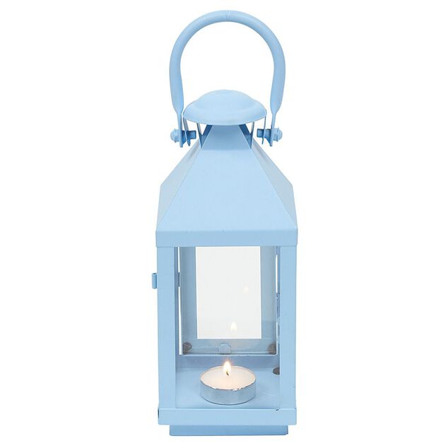 Lanterne photophore en métal bleu