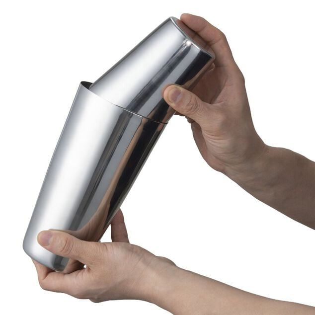 Shaker &agrave; cocktail 2 gobelets acier gris &Oslash;10xH18cm