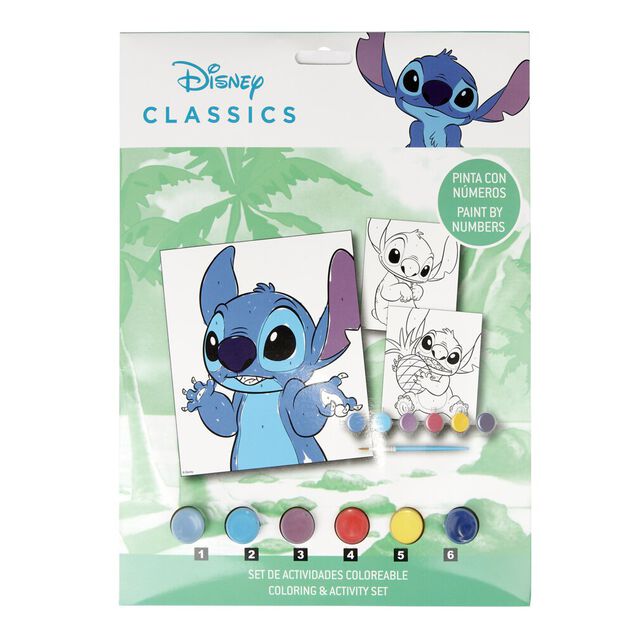 Peinture par num&eacute;ro x6 Disney Stitch avec peinture et pinceau 22,5x30cm