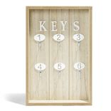 Boîte à clefs MDF et métal beige et blanc 30x20x8cm