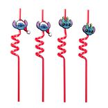 Paille enfant x4 Stitch Disney Noël plastique réutilisable L27cm