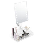 Miroir LED avec rangement cosm&eacute;tique 9 compartiments