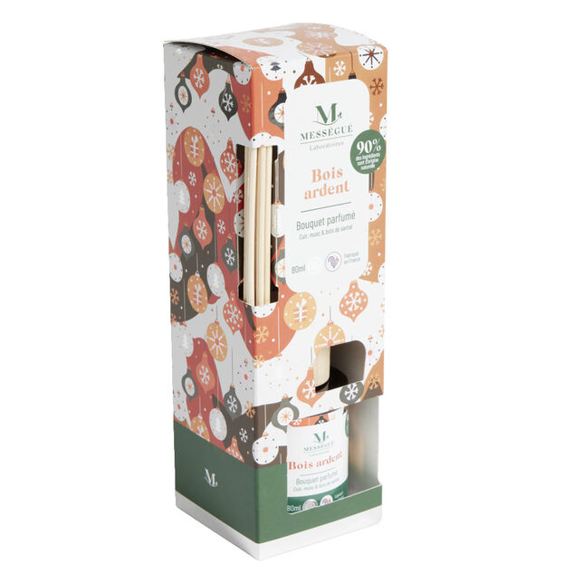 Diffuseur &agrave; b&acirc;tonnets 80ml Mess&eacute;gu&eacute; bouquet parfum&eacute; bois ardent