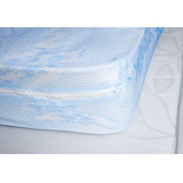 Housse r&eacute;nove matelas 2 personnes 140x190 cm imprim&eacute; gris