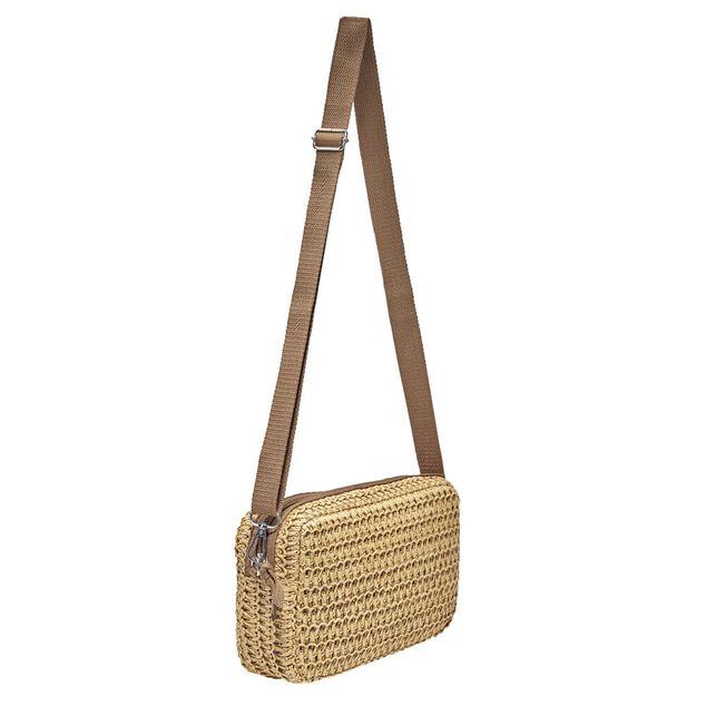 Sac à main bandoulière effet paille fermeture zippée 21x7xH15cm (2 modèles)