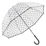 Parapluie canne automatique transparent et pois noir L87cm