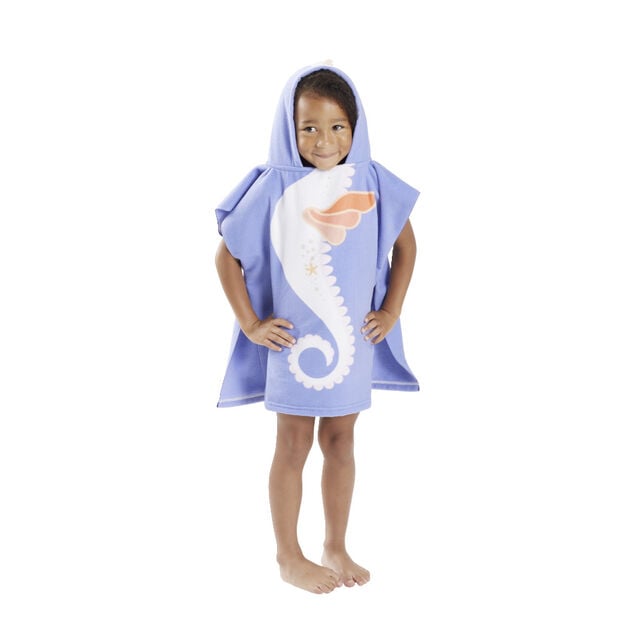 Poncho de plage enfant hippocampe TU 55x110cm