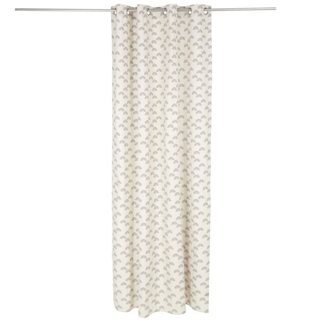 Rideau polycoton 140x240cm imprim&eacute; taupe noir
