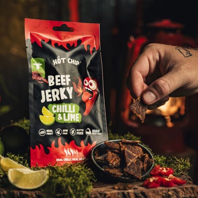 Viande s&eacute;ch&eacute;e boeuf Beef Jerky saveur chili et citron vert 25gr