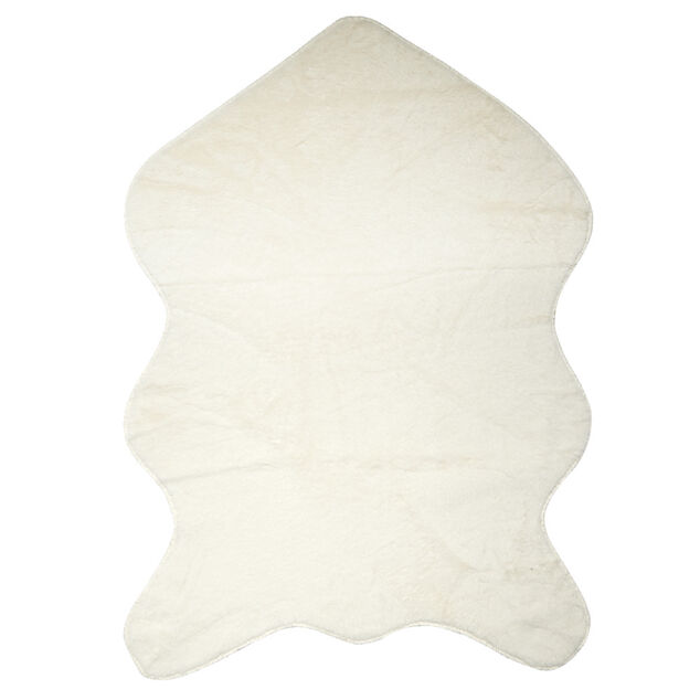 Tapis fausse fourrure blanc cass&eacute; 60x90cm