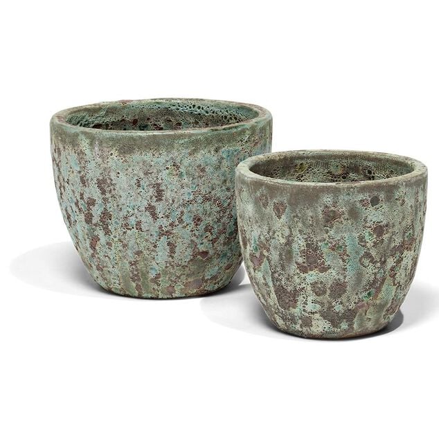 Pot argile &eacute;maillage vert et marron &Oslash;46cm