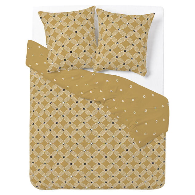 Parure de lit 2 personnes 240x220cm polycoton carreau de ciment marron