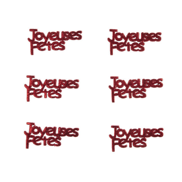 D&eacute;coration de table "Joyeuses F&ecirc;tes" en bois rouge 6 pi&egrave;ces