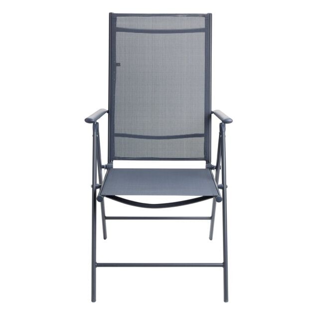 Fauteuil de jardin acier et textil&egrave;ne gris Oslow 7 positions 56xH107x66cm