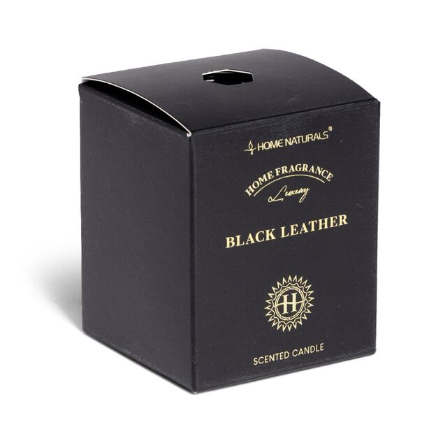 Bougie senteur cuir dans pot en verre &Oslash;6,4xH7,9cm noir