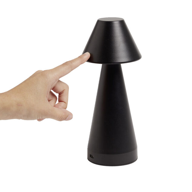 Lampe de table Conni USB tactile noire &Oslash;9,5xH22,5cm