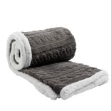 Plaid sherpa pilou pilou motif gris L130x160cm