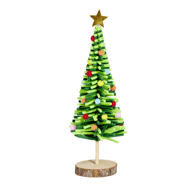 Sapin en feutrine et bois &agrave; poser H25cm - 4 mod&egrave;les